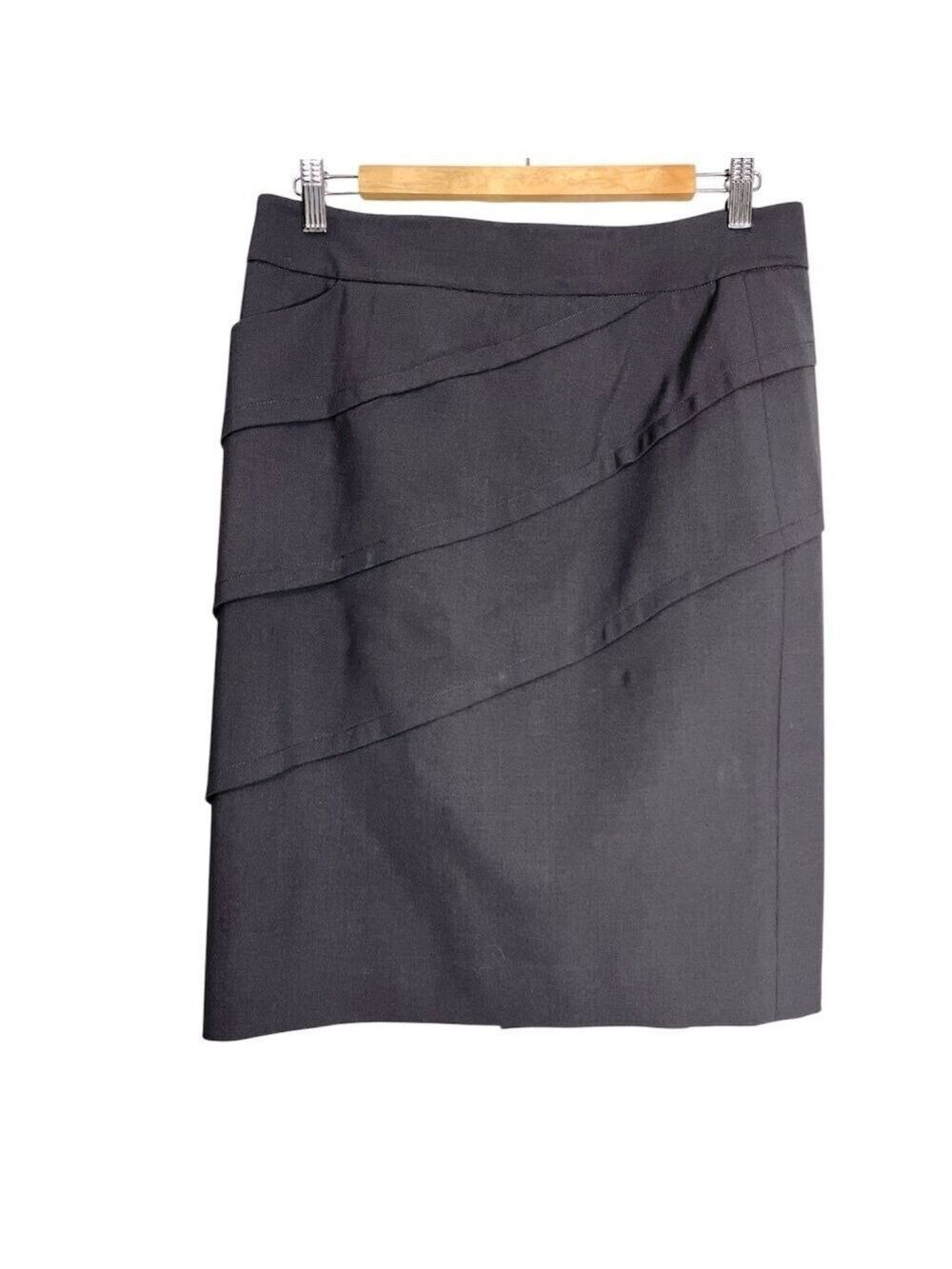 Per Se Wool Grey Tiered Pencil Skirt, size 8